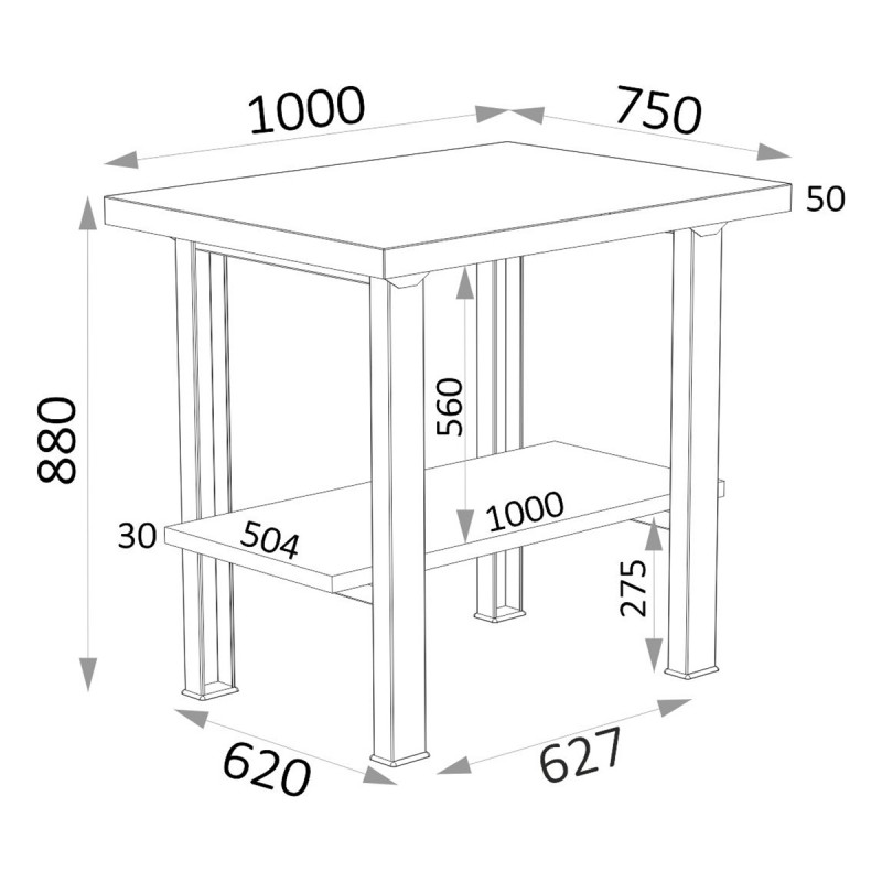 Banco de trabajo plegable chapa 960x510x840mm HECO - Ferretería Campollano