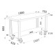 Banco trabajo 112.18 encimera chapa 1.800mm con ruedas HECO