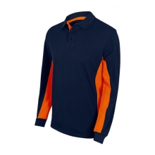 Polo bicolor manga larga 105514-61-16 azul navy/naranja VELILLA