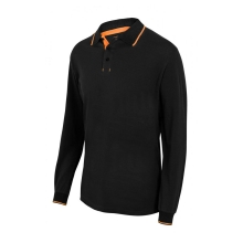 Polo bicolor raya manga larga 105515-0-19 negro/naranja VELILLA