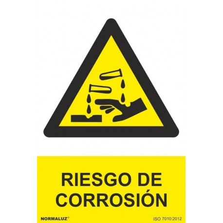 Señal adhesiva "Peligro corrosion" vinilo 150x200mm NORMALUZ