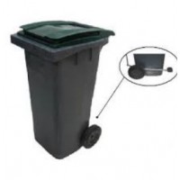 Contenedor basura 120 l + pedal cuerp gris tapa verde 