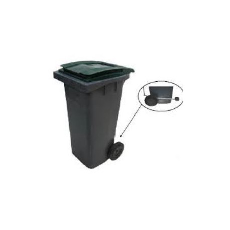 Contenedor basura 120 l + pedal cuerp gris tapa verde 