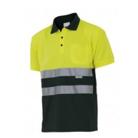 Polo alta visibilidad manga corta 173-20/0 amarillo/negro VELILLA