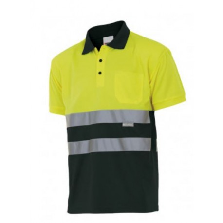 Polo alta visibilidad manga corta 173-20/0 amarillo/negro VELILLA