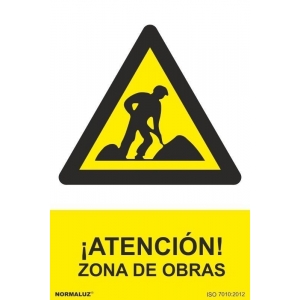 Señal peligro "Atencion Obras" PVC 210x300x0,7mm NORMALUZ