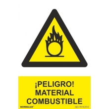 Señal peligro "Material combustible" PVC 210x300x0,7mm NORMALUZ
