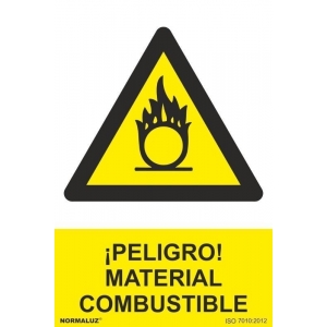 Señal peligro "Material combustible" PVC 210x300x0,7mm NORMALUZ