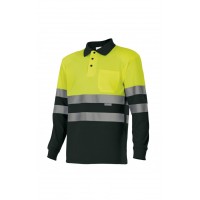 Polo alta visibilidad manga larga 175-20 amarillo/negro VELILLA