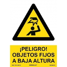 Señal peligro "Objetos fijos baja altura" PVC 210x300x0,7mm NORMALUZ