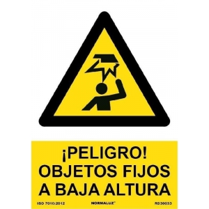 Señal peligro "Objetos fijos baja altura" PVC 210x300x0,7mm NORMALUZ