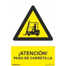 Señal de peligro "Atencion paso de carretilla" PVC 300x400x NORMALUZ