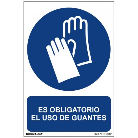 Señal PVC "Obligatorio uso de guantes" 300x400mm NORMALUZ