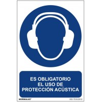 Señal PVC "Obligatorio uso proteccion acustica" 300x400mm NORMALUZ