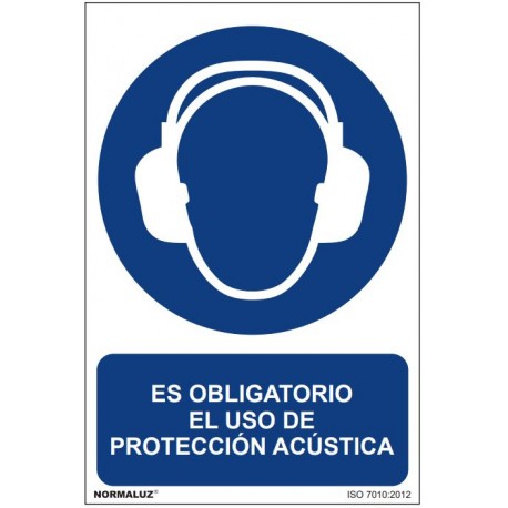 Señal PVC "Obligatorio uso proteccion acustica" 300x400mm NORMALUZ