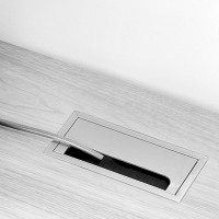 Emuca Pasacables mesa, rectangular, 158 x 80 mm, para encastrar, Aluminio, Anodizado mate, 5 ud.