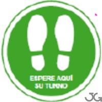 Vinilo suelo ø300mm (Huellas) espere turno verde 