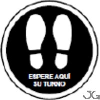 Vinilo suelo ø300mm (Huellas) espere turno negro 