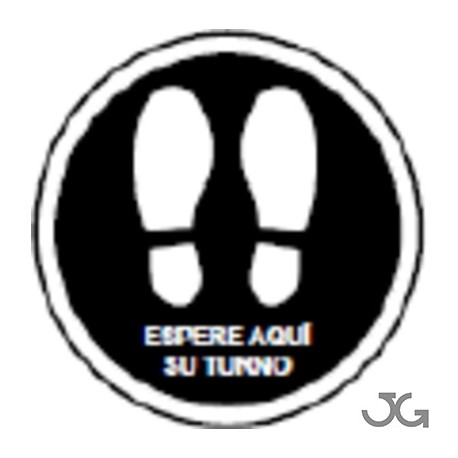 Vinilo suelo ø300mm (Huellas) espere turno negro 