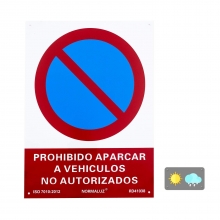 Señal PVC "Prohibido aparcar vehículo no autorizado" 300x4 NORMALUZ