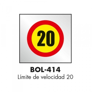 Señal en bolsa plastico BOL-414 "Velocidad Limitada 20" 