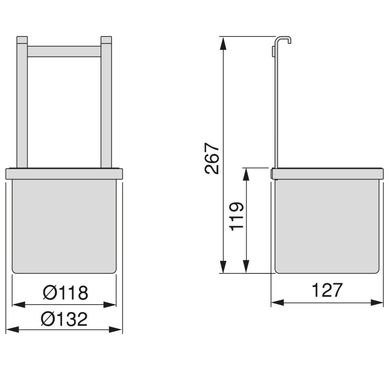 PORTACUBIERTOS DE COCINA CON CUBO CROMADO PARA COLGAR ACERO GRIS ANTRACITA.