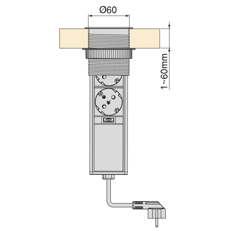 Emuca Regleta de 2 enchufes con 2 USB, de empotrar, retráctil, push, enchufe  tipo Schuko, Acero y Plástico, Inox - Ferretería Campollano