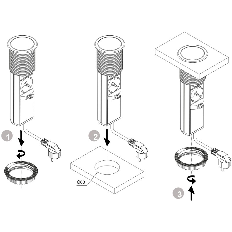 Simmpatuu Regletas de Enchufes, Enchufe Retractible para Escritorio Con 2  Enchufes EU, Regletas Enchufes Con Puertos USB+Type C para Encimera,  Cocina