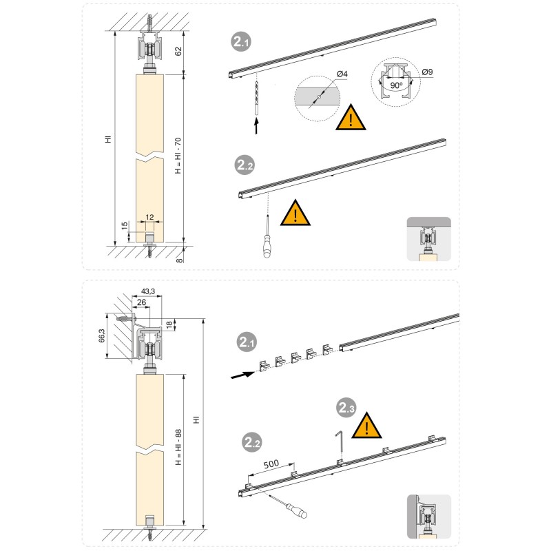 Emuca Sistema para puertas correderas colgadas de madera, con cierre suave,  80 kg, aluminio anodizado - Ferretería Campollano