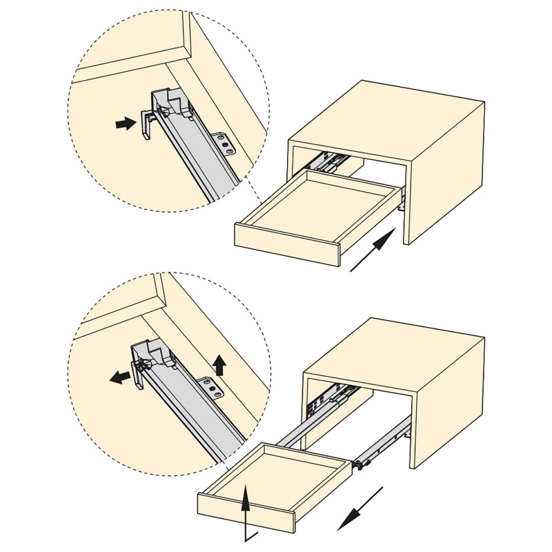 JUEGO GUIA CAJON OCULTA PUSH TO OPEN 400 MM 4183