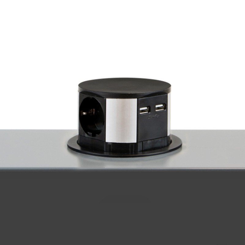 Enchufe retráctil USB C y 2 USB A, 3 enchufes de mesa retráctiles, para  cocina y oficina, cable de 1,8 m, 4000 W/16 A, diámetro de 60 mm