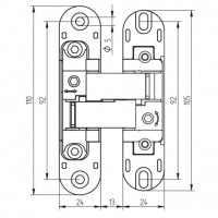 Emuca Bisagras ocultas para puertas de paso, carga 60 Kg, apertura 180º, zamak, gris metalizado, 2 ud.