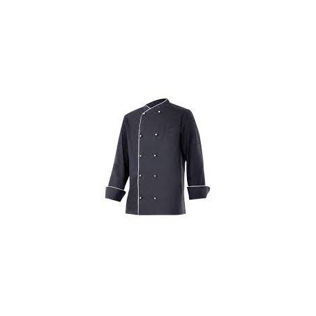 Chaqueta de cocina con doble botonadura ENELDO negro/blanco VELILLA