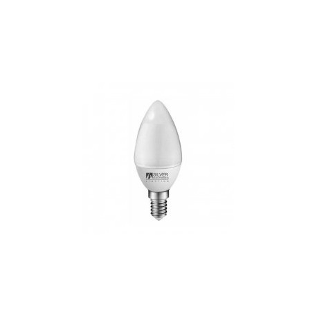 Bombilla led vela E14 4W luz blanca 6000K 355Lm SILVER