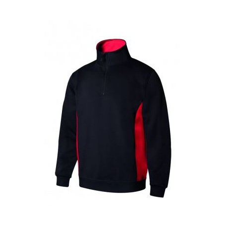 Sudadera bicolor con media cremallera 0-12 negro/rojo VELILLA