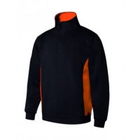 Sudadera bicolor con media cremallera 0-16 negro/naranja VELILLA