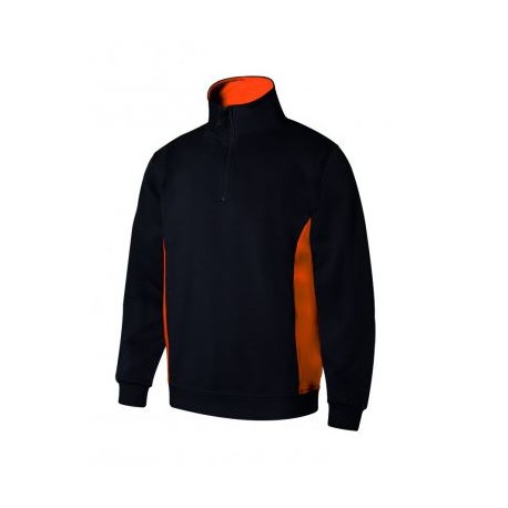 Sudadera bicolor con media cremallera 0-16 negro/naranja VELILLA