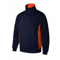 Sudadera bicolor con media cremallera 61-16 navy/naranja VELILLA