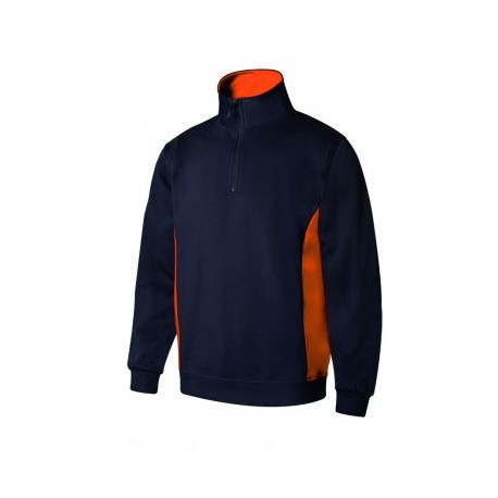 Sudadera bicolor con media cremallera 61-16 navy/naranja VELILLA