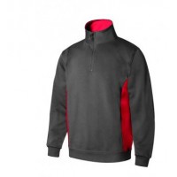 Sudadera bicolor con media cremallera 8-12 gris/rojo VELILLA