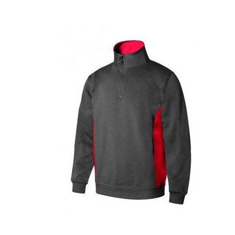 Sudadera bicolor con media cremallera 8-12 gris/rojo VELILLA