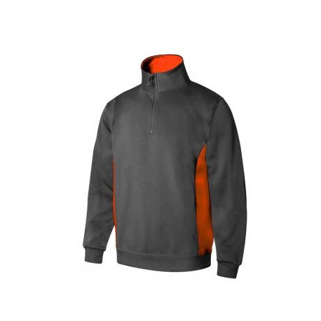 Sudadera bicolor con media cremallera 8-16 gris/naranja VELILLA