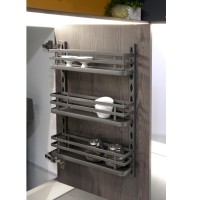 Emuca Especiero de 3 bandejas para mueble de cocina o pared, acero, gris antracita