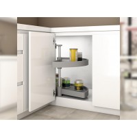 Emuca juego bandejas giratorias mueble de cocina, 180º, módulo 800 mm, Plástico, Blanco