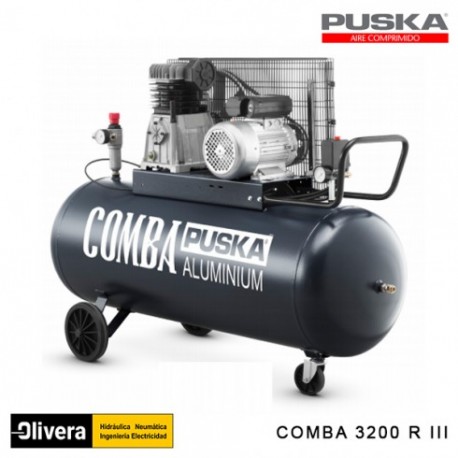Compresor comba 3200 iii 3hp 200lt trifasico c/ruedas PUSKA