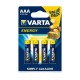 Pila alcalina Energy LR03 AAA blister 4 pilas VARTA