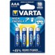 Pila lr03 aaa alcalina 1,5vdc longlife blister VARTA