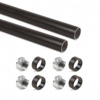Emuca Kit de barra para armario redonda D. 28 mm, 750 mm, Aluminio, Pintado moka