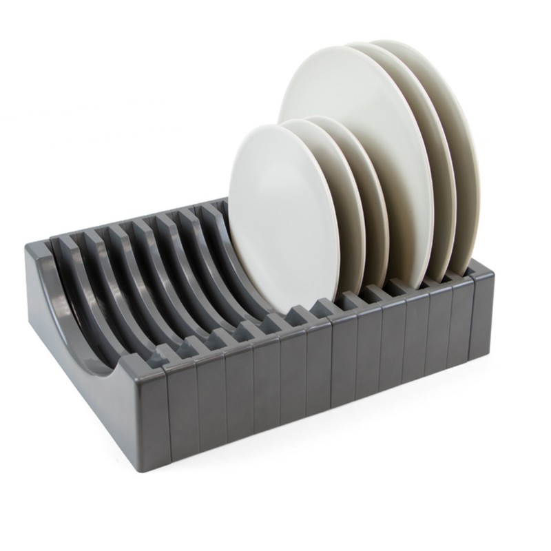 Emuca Organizador de platos para muebles, capacidad para 13 platos,  plástico, gris antracita. - Ferretería Campollano