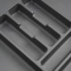 Emuca Cubertero Optima para cajón de cocina Vertex/Concept 500, módulo 900 mm, Tablero: 16mm, Plástico, gris antracita